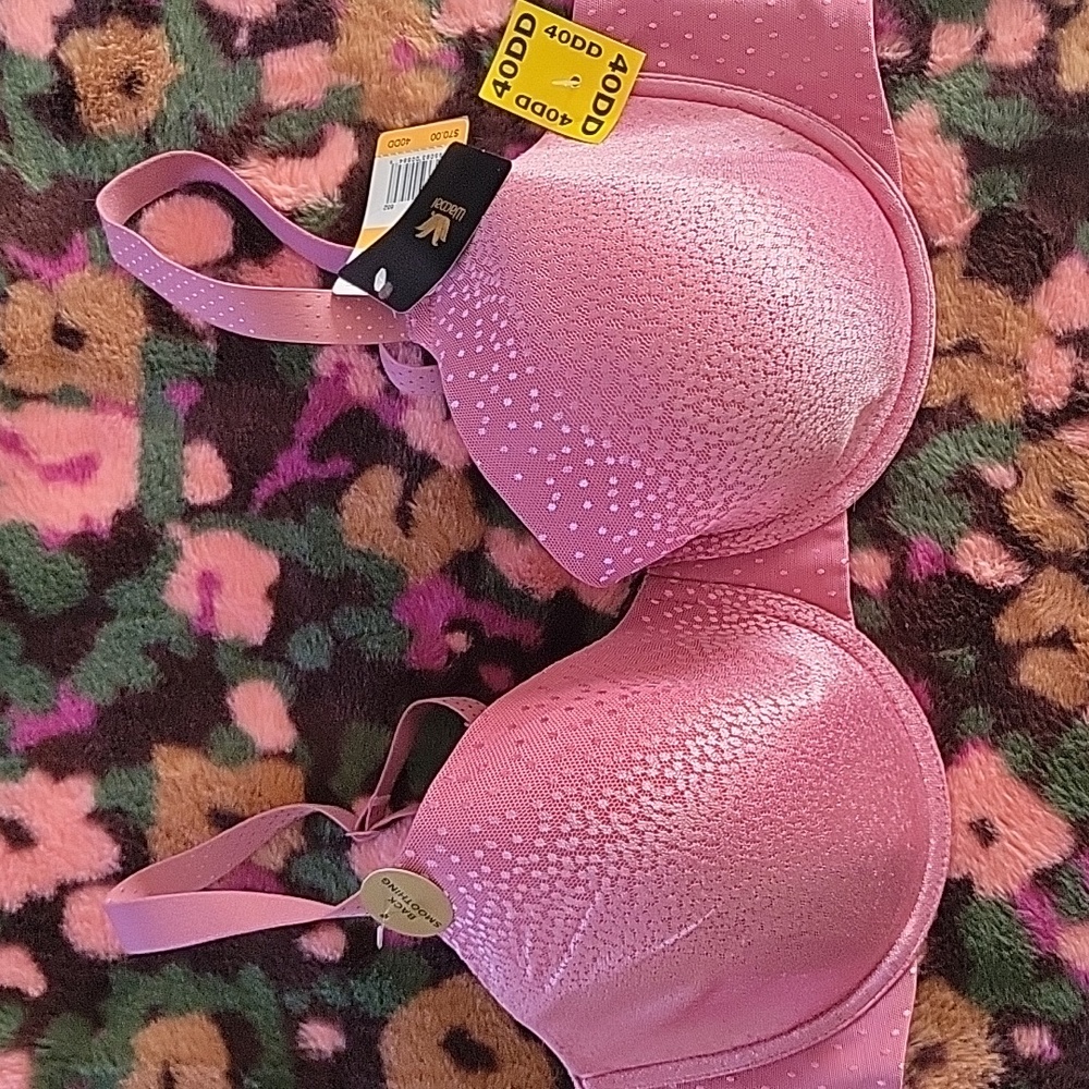 Wacoal Pink Molded Cup Bra with Subtle Dot Texture